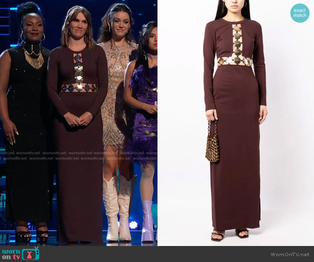 Staud Delphine Cut-Out Midi Dress worn by Lila Forde on The Voice