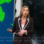 Stephanie Abrams’ black blazer with white trim on CBS Mornings