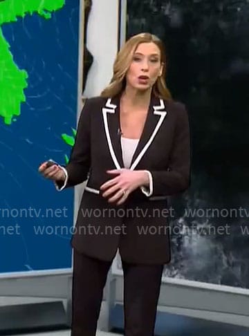 Stephanie Abrams' black blazer with white trim on CBS Mornings