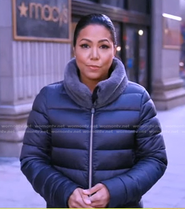 Stephanie’s grey fur collar puffer jacket on Good Morning America