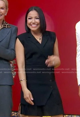 Stephanie's black pleated wrap dress on Good Morning America