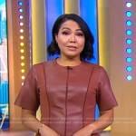 Stephanie’s brown leather panel top on Good Morning America