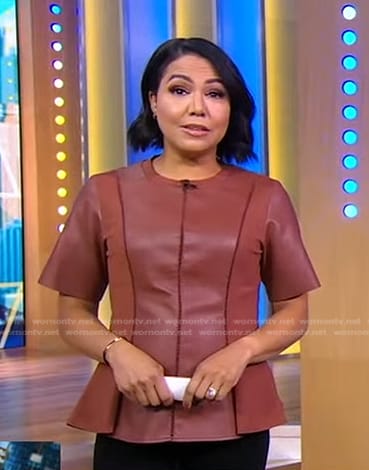 Stephanie's brown leather panel top on Good Morning America