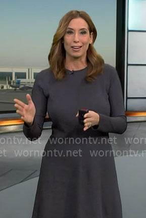 Stephanie Abrams’ charcoal grey long sleeve dress on CBS Mornings