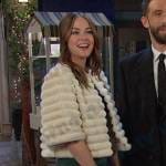 Stephanie’s green dress and white fur jacket on Days of our Lives