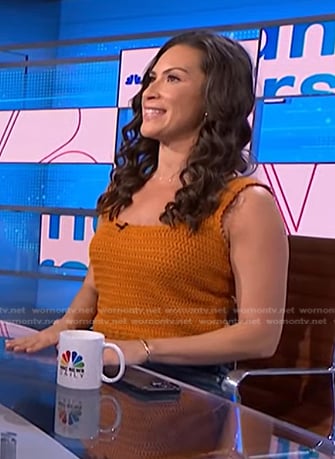 Stephanie Mansour’s orange crochet tank on NBC News Daily