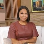 Stephanie’s brown leather panel top on Good Morning America