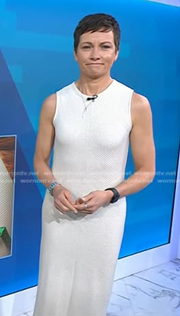 Stephanie's ivory ribbed sleeveless dress on Today