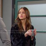 Stephanie’s navy floral velvet robe on Days of our Lives