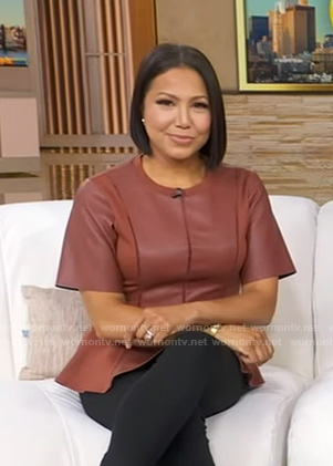 Stephanie's brown leather panel top on Good Morning America