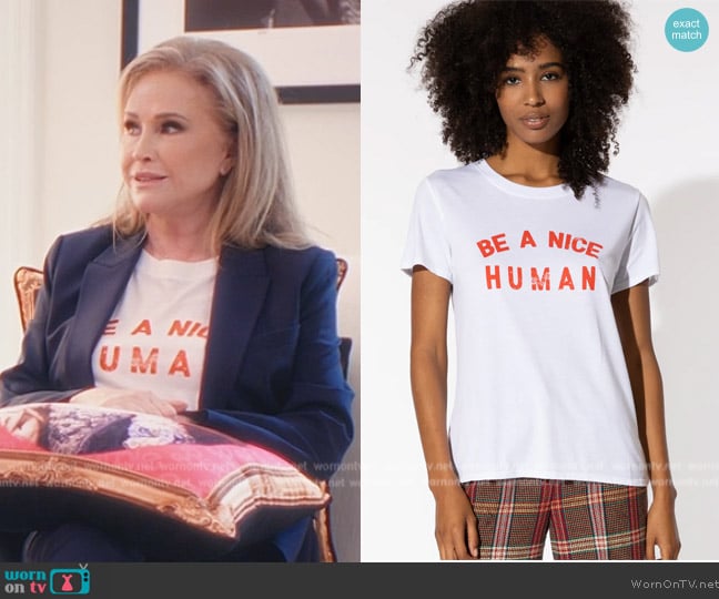 Sub_Urban Riot Be A Nice Human Loose Tee worn by Kathy Hilton on Paris in Love