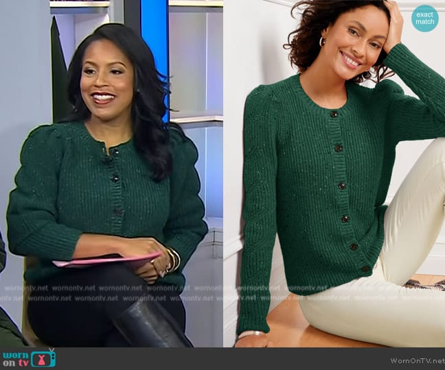 Talbots Puff Sleeve Cardigan worn by Sheinelle Jones on Today