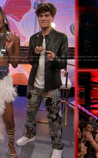 Tanner Massey’s patchwork pants on The Voice