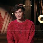 Tanner Massey’s red textured sweatshirt on The Voice