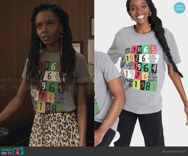 Target Junteenth Graphic T-shirt worn by Hazel-May McCall (Ashleigh Murray) on The Other Black Girl