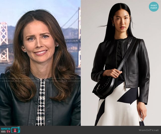 Ted Baker Clarya Faux Leather Jacket worn by Kate Rooney on NBC News Daily