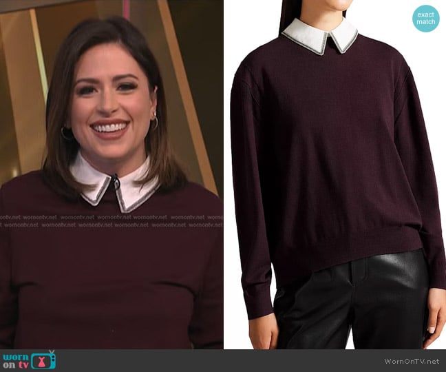 Dark Brown by Ted Baker Collared Sweater worn by Chloe Melas on NBC News Daily