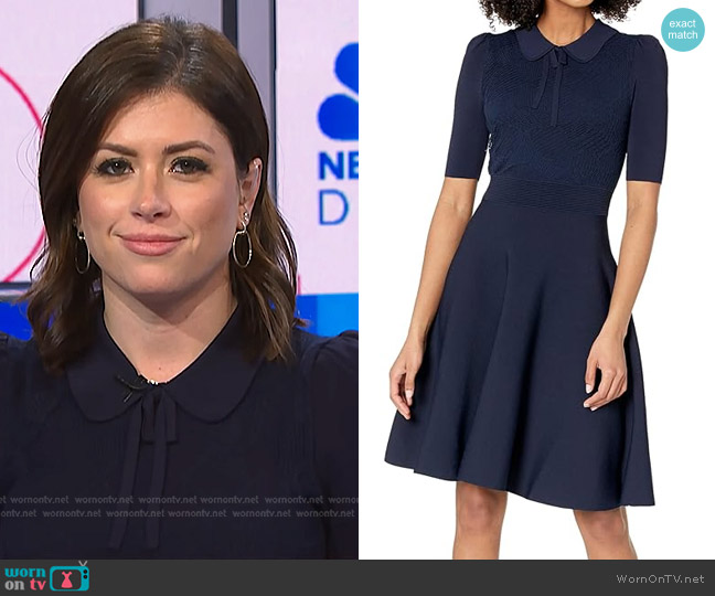 Ted Baker Hillder Mixed Stitch Knit Dress in Dark Blue worn by Chloe Melas on NBC News Daily