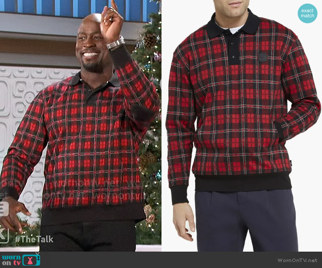 Ted Baker Bennev Plaid Rugby Polo worn by Akbar Gbajabiamila on The Talk