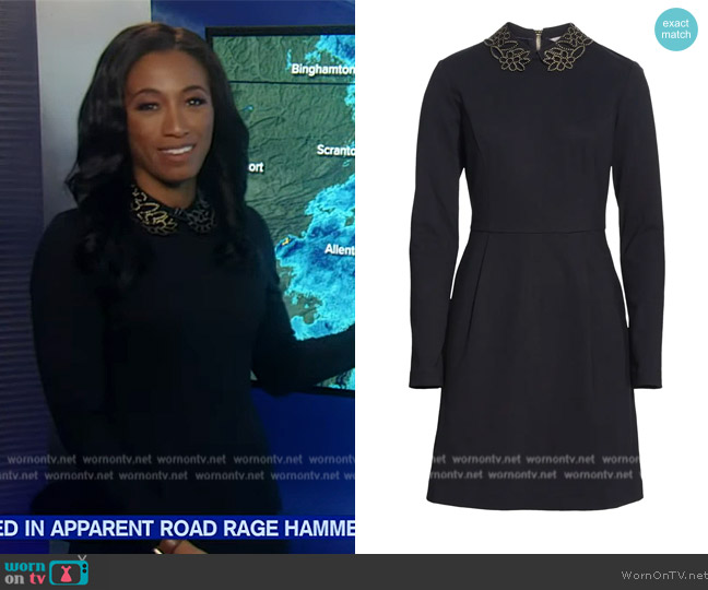 WornOnTV: Brittany’s black embellished collar dress on Good Morning ...