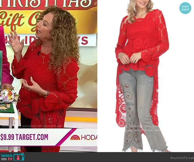 The Clothing Cove Azi Z12125 2 Piece Crochet Hi Lo Hem Top worn by Laurie Schacht on Today