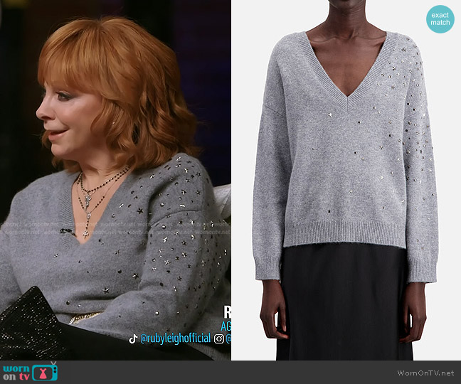 WornOnTV: Reba McEntire’s grey studded sweater on The Voice | Reba ...