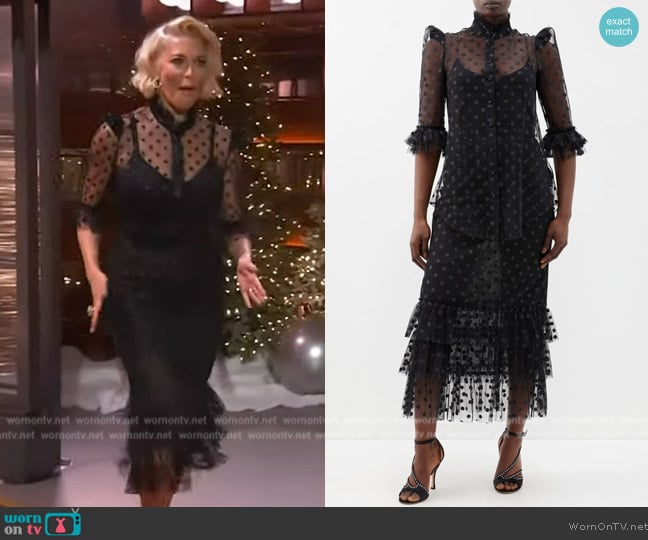 The Vampire's Wife The Black Rainbow polka dot tulle blouse worn by Hannah Waddingham on The Kelly Clarkson Show