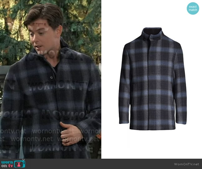 Theory Clarence Plaid Wool Jacket worn by Michael Corinthos (Chad Duell) on General Hospital