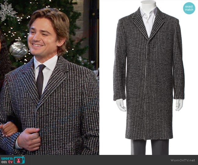 Theory Houndstooth Overcoat worn by Johnny DiMera (Carson Boatman) on Days of our Lives