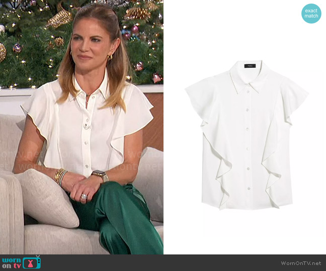 Theory Ruffle Silk Shirt worn by Natalie Morales on The Talk