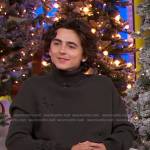 Timothée Chalamet’s charcoal turtleneck sweater on Good Morning America