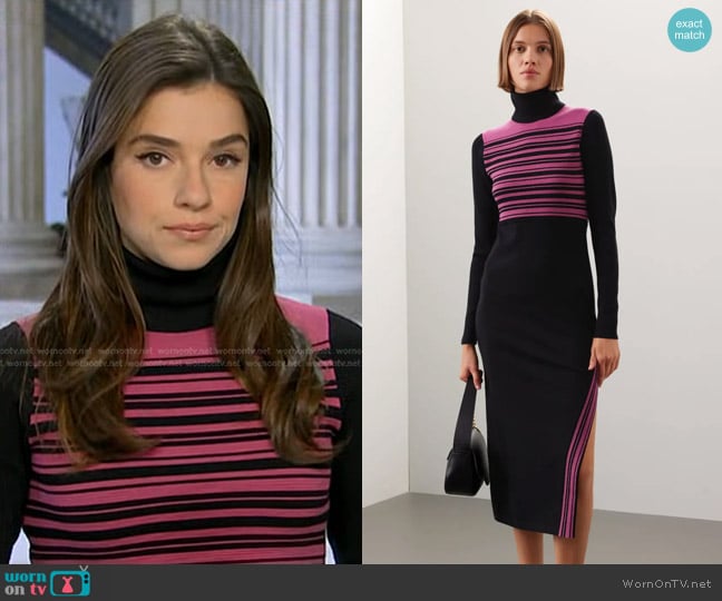 Toccin x RTR Stripe Turtleneck Dress worn by Julie Tsirkin on NBC News Daily