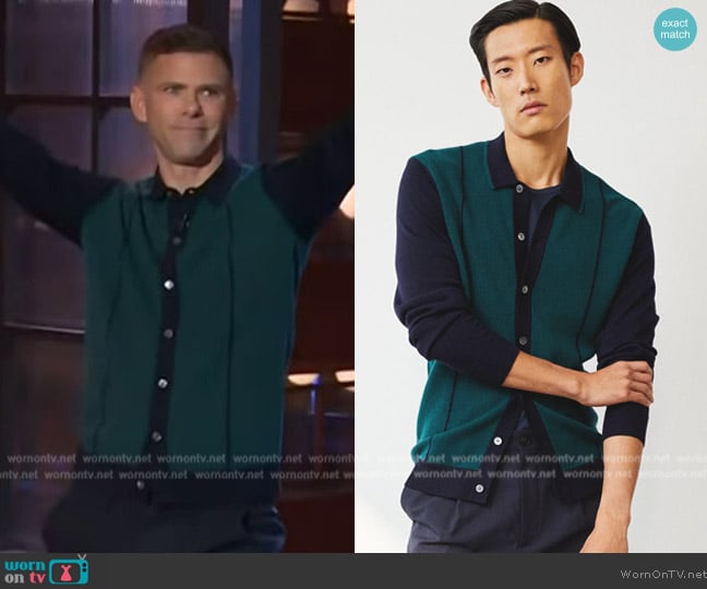 Todd Snyder Ottoman Stripe Polo worn by Mikey Day on The Kelly Clarkson Show