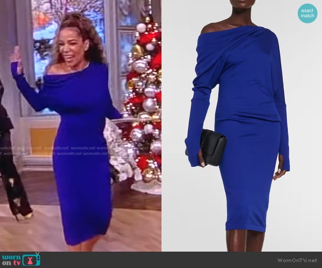 Tom Ford Draped-Detail Off-Shoulder Midi Dress worn by Sunny Hostin on The View