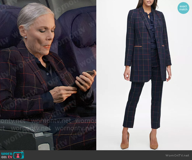 Tommy Hilfiger Elbow-Patch Plaid Jacket worn by Tracy Quartermaine (Jane Elliot) on General Hospital