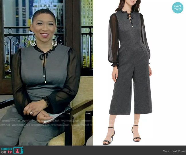 Tommy Hilfiger Tie-Neck Cropped Jumpsuit worn by Deja Vu on Live with Kelly and Mark