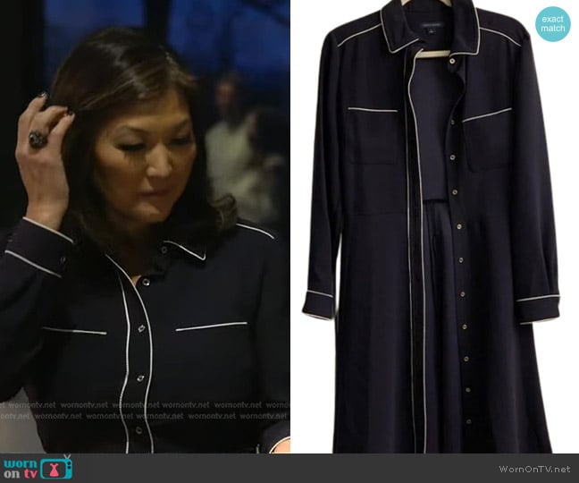 Tommy Hilfiger Long Sleeve Shirtdress worn by Juju Chang on Good Morning America