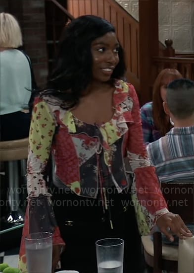 Trina's patchwork print top on General Hospital