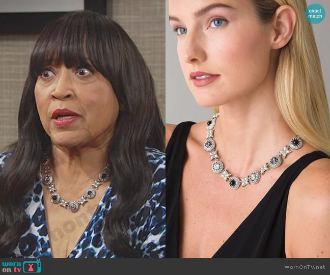 White House Black Market Black Stone Pearl Flowers Necklace worn by Paulina Price (Jackée Harry) on Days of our Lives