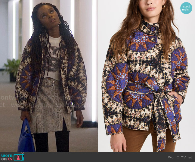 Ulla Johnson Paige Jacket in Orion worn by Hazel-May McCall (Ashleigh Murray) on The Other Black Girl