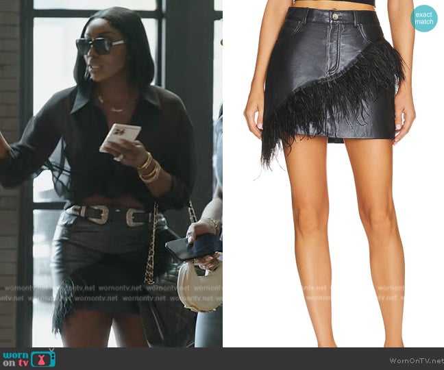 Understated Leather Dancing Queen Skirt worn by Wendy Osefo on The Real Housewives of Potomac