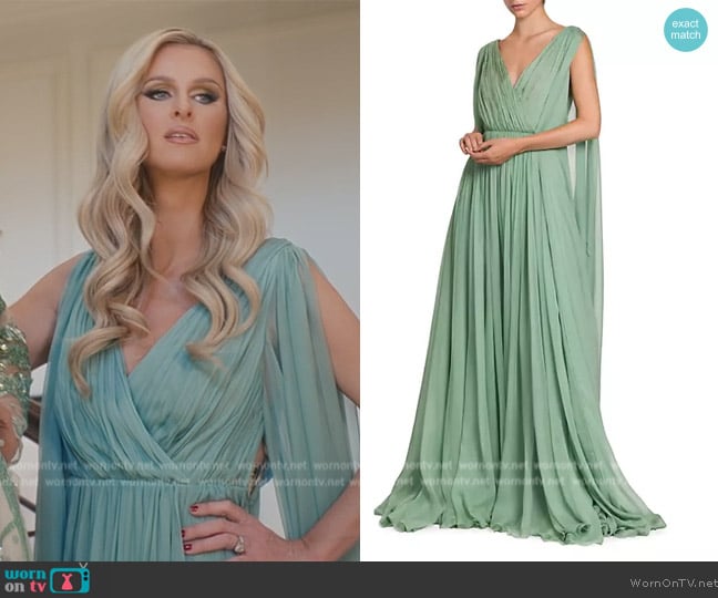 Valentino Chiffon V-Neck Gown worn by Nicky Hilton Rothschild on Paris in Love