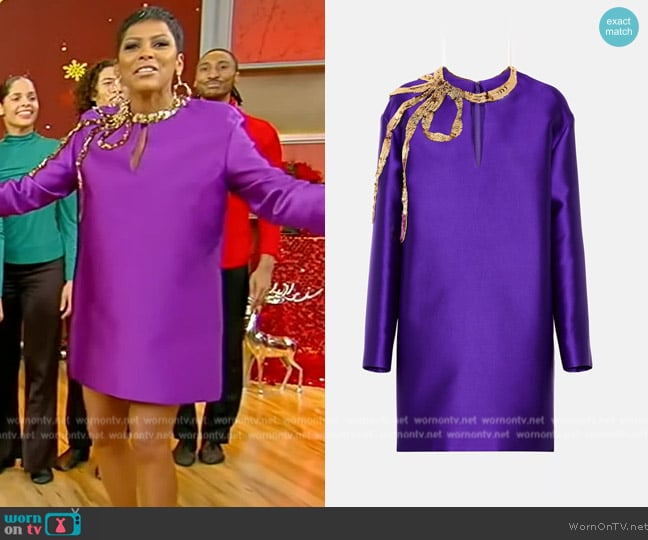 Valentino Sequin Embroidered Satin Minidress worn by Tamron Hall on Tamron Hall Show