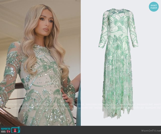 WornOnTV: Paris’s green embellished dress on Paris in Love | Paris ...