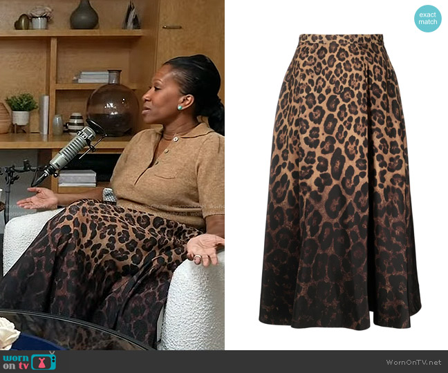 Valentino Garavani Leopard-Print Silk Midi Skirt worn by Nicole Avant on Today