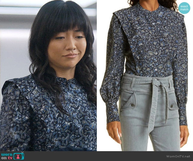 Veronica Beard Drela Blouse worn by Yang (Iris Liu) on The Other Black Girl