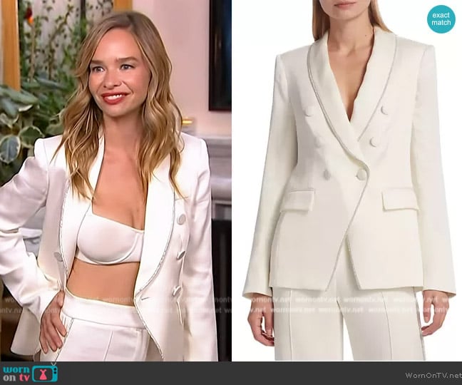 Veronica Beard Jagger Bead Detail Dickey Jacket worn by Marissa Hermer on Access Hollywood