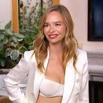 Marissa Hermer’s white metallic trim blazer on Access Hollywood