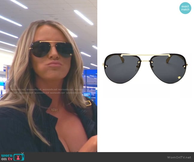 Versace Brow Bar Aviator Sunglasses worn by Whitney Rose on The Real Housewives of Salt Lake City