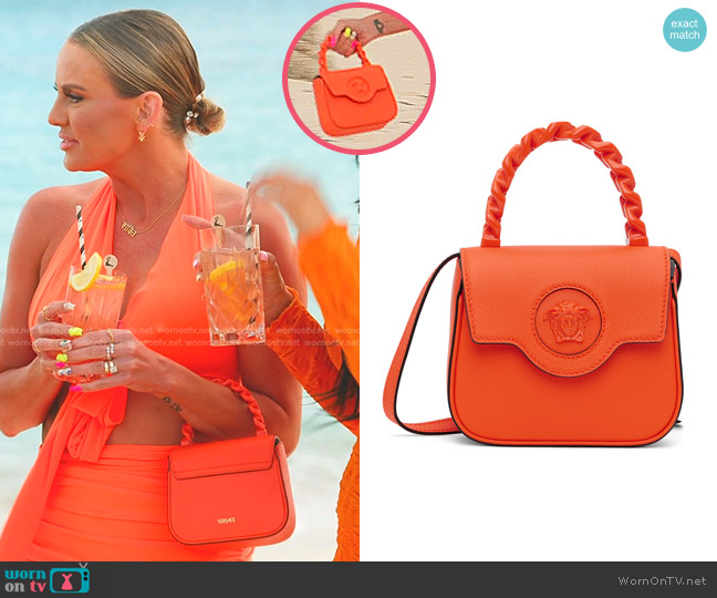 Versace La Medusa Mini Bag In Orange worn by Whitney Rose on The Real Housewives of Salt Lake City